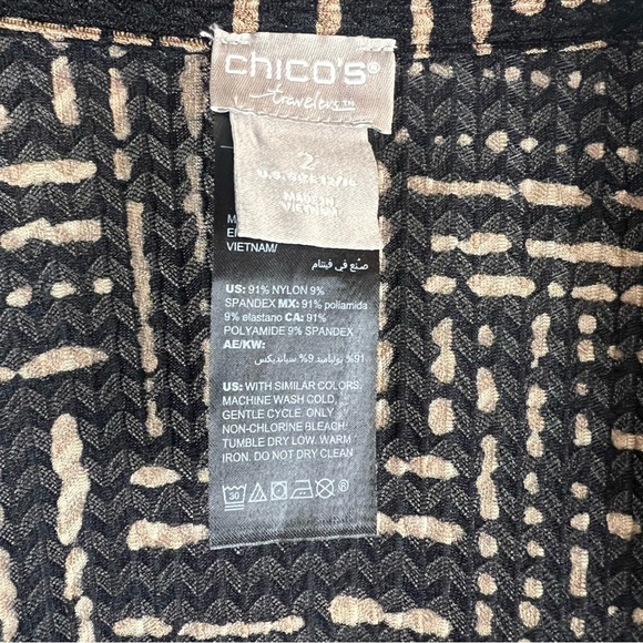 Chico's Open Kimono Cardigan Modest top 
Black, Tan Patterned Cardigan Sz:2 - Picture 4 of 12